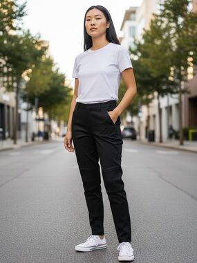 Banana Republic Black Skinny Ponte Pants with Quilted Knees
